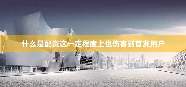 什么是配资这一定程度上也伤害到首发用户